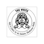 Golden Doodle Hond Retouradres Familie Rubberstempel (Afrduk)