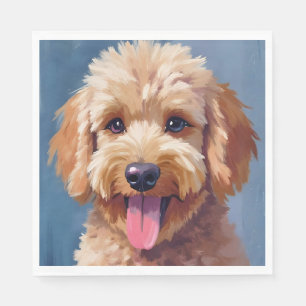 Golden Doodle Honden Aquarel Schilderij Huisdier Servet