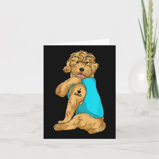 Golden Doodle I Love Dad Tattoo Apparel, Dog Dad G Kaart (Voorkant)