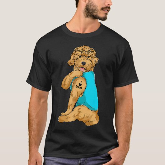 Golden Doodle Ik hou van papa Tattoo kleding hond  T-shirt (Voorkant)