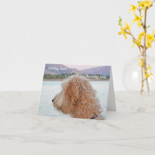 Golden Doodle Kaart--Missing You Notecard Kaart (Gele Bloem)