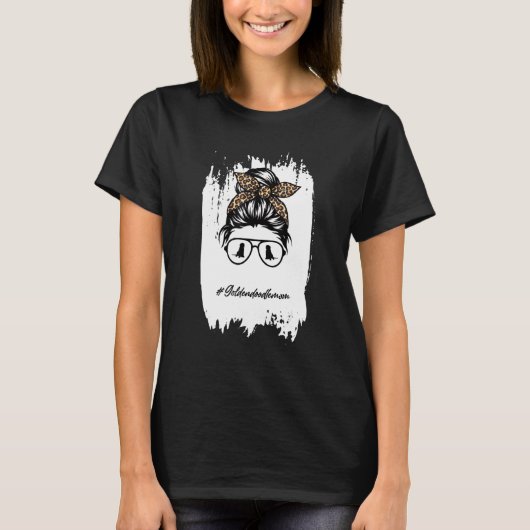 Golden Doodle Mam Bleaching Messy Bun Leopard T-shirt (Voorkant)
