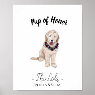 Golden Doodle met Lei Wedding Drink Sign Poster