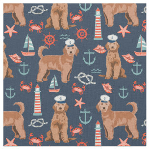 Golden Doodle-nautische stof - abrikozendoedel