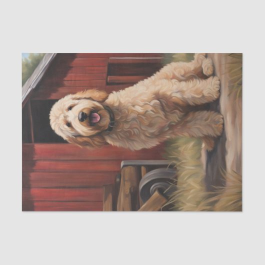 Golden Doodle op Boerderij Decoupage Tissue Paper Tissuepapier (Voorkant)