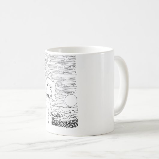 Golden Doodle op de strand Mok (Voorkant rechts)