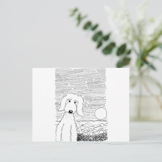 Golden Doodle op het strand Briefkaart (Staand voorkant)