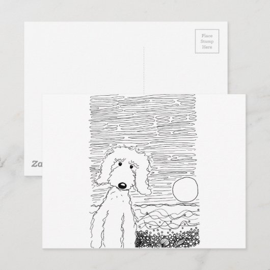Golden Doodle op het strand Briefkaart (Voorkant / Achterkant)