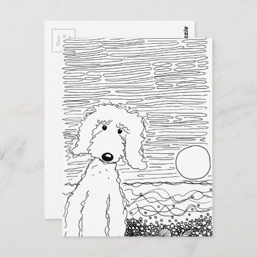 Golden Doodle op het strand Briefkaart (Voorkant / Achterkant)