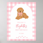 Golden Doodle Puppy Birthday Party Welcome Poster (Voorkant)