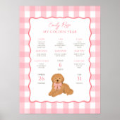 Golden Doodle Puppy Dog 1st Birthday Milestone  Poster (Voorkant)