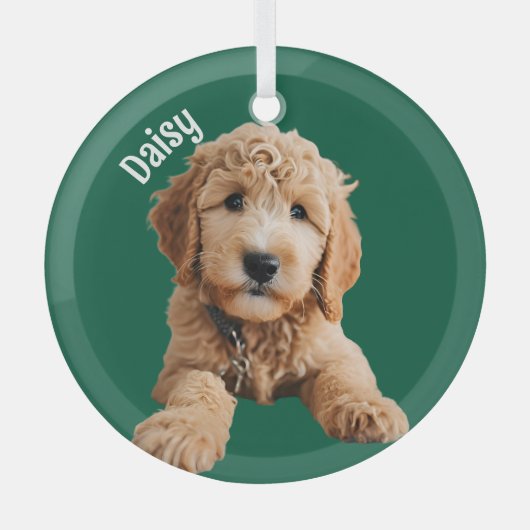 Golden Doodle Puppy Glas Ornament (Voorkant)