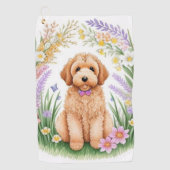 Golden Doodle Puppy Golfhanddoek (Voorkant)