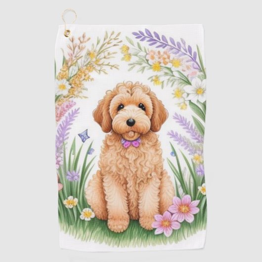 Golden Doodle Puppy Golfhanddoek (Voorkant)