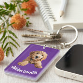 Golden Doodle Puppy Sleutelhanger (Voorkant Rechts)