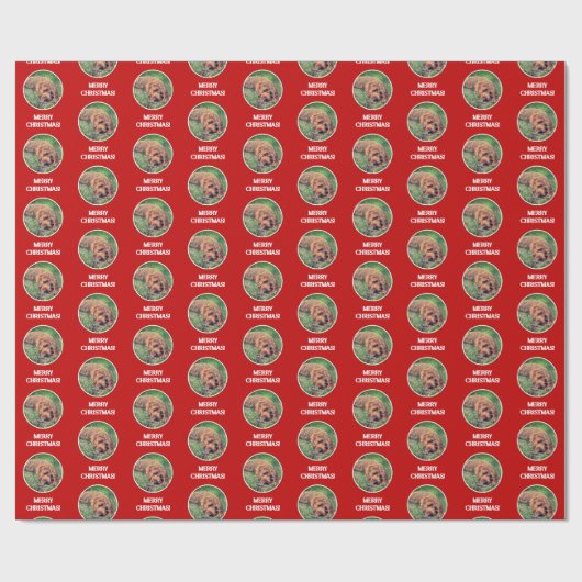 Golden Doodle Red Wrapping Paper Cadeaupapier (Vlak)
