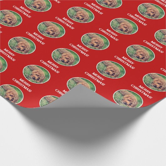 Golden Doodle Red Wrapping Paper Cadeaupapier (Hoek)