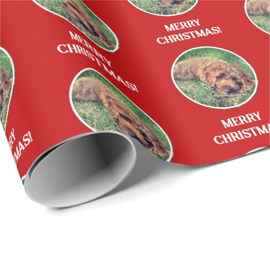 Golden Doodle Red Wrapping Paper Cadeaupapier (Rol Hoek)