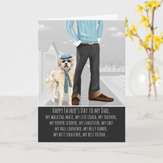 Golden Doodle uit de Dog-Vaderdag Kaart (Gele Bloem)