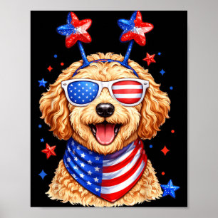 Golden Doodle USA Patriottische Hond Memorial Day Poster