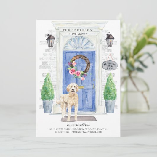 Golden Doodle Voorste Aankondiging van Bewegingsve (Staand voorkant)