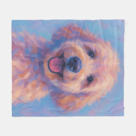 Golden Doodle Warm Fleece Deken (Voorkant (Horizontaal))