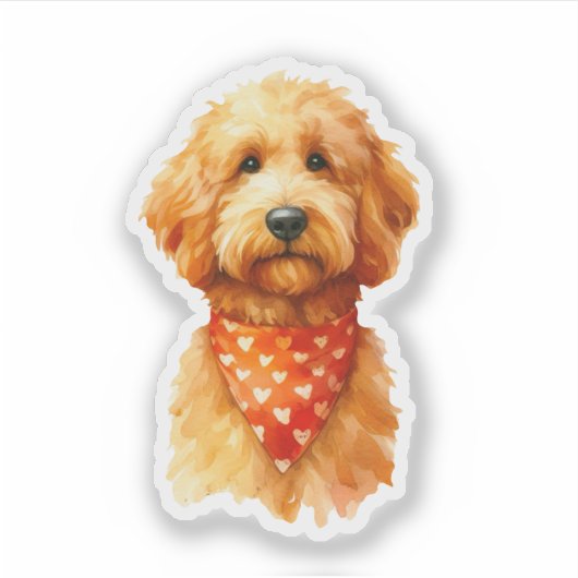 Golden Doodle Water Color Design Sticker (Voorkant)