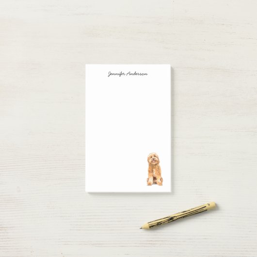 Golden Doodle waterverf gepersonaliseerd Post-it® Notes (Op bureau)