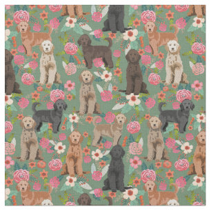 Golden Doodles  bloemgroen Stof