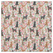 Golden Doodles  florale crème Stof (Swatch)