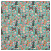 Golden Doodles  florale turquoise Stof (Swatch)