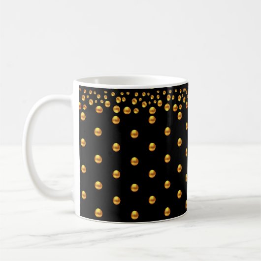 Golden Dot Confetti op zwart Koffiemok (Links)