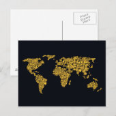 Golden Dot Wereldkaart Briefkaart (Voorkant / Achterkant)