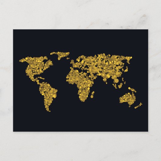 Golden Dot Wereldkaart Briefkaart (Voorkant)