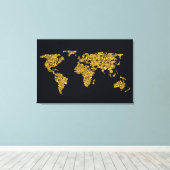 Golden Dot Wereldkaart Canvas Afdruk (Insitu (Houten vloer))
