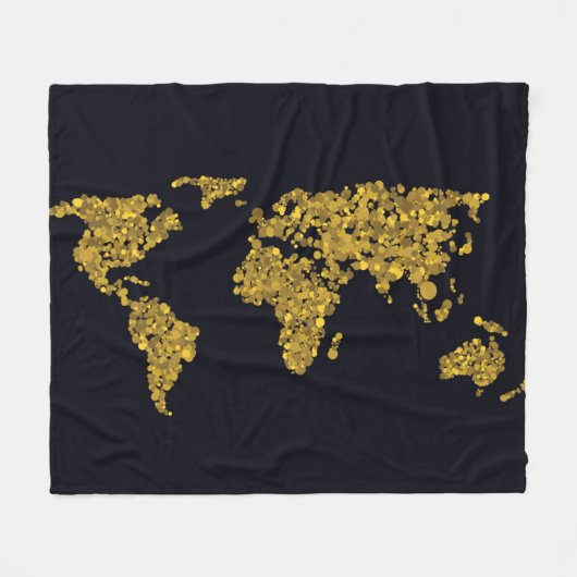 Golden Dot Wereldkaart Fleece Deken (Voorkant (Horizontaal))