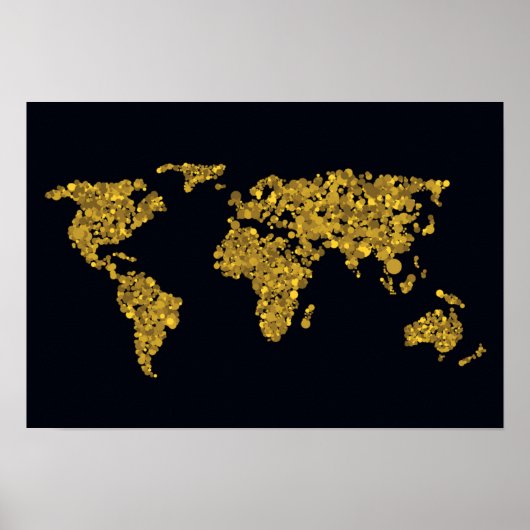 Golden Dot Wereldkaart Poster (Voorkant)