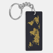 Golden Dot Wereldkaart Sleutelhanger (Voorkant Links)