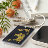 Golden Dot Wereldkaart Sleutelhanger (Voorkant Rechts)