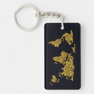Golden Dot Wereldkaart Sleutelhanger