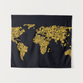 Golden Dot Wereldkaart Wandkleed (Voorkant (horizontaal))