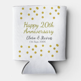 Golden dots glitter happy 20th anniversary wedding blikjeskoeler
