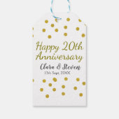 Golden dots glitter happy 20th anniversary wedding cadeaulabel (Achterkant)