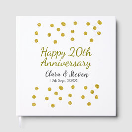 Golden dots glitter happy 20th anniversary wedding gastenboek