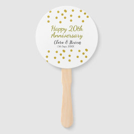 Golden dots glitter happy 20th anniversary wedding handwaaier