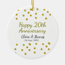 Golden dots glitter happy 20th anniversary wedding keramisch ornament