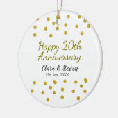 Golden dots glitter happy 20th anniversary wedding keramisch ornament (Links)
