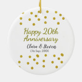 Golden dots glitter happy 20th anniversary wedding keramisch ornament (Achterkant)