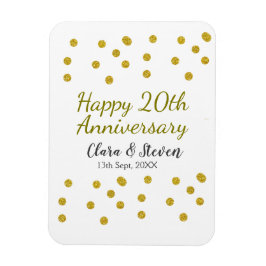 Golden dots glitter happy 20th anniversary wedding magneet