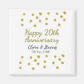 Golden dots glitter happy 20th anniversary wedding magneet (Voorkant)